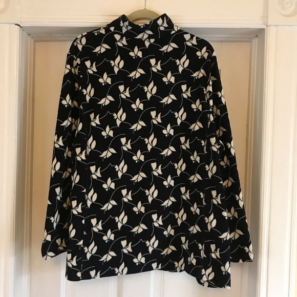 Lands' End zip pullover floral fleece sweatshirt - Picture 3 of 6